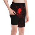 thumbnail image 1 of Cauagu Red Spider On The Web Print Swim Trunks for Men,Youth Boys Swim Shorts Compression Liner Beach Shorts Boys' Swimming Shorts 7-20 Years Bathing Suit-Small, 1 of 7