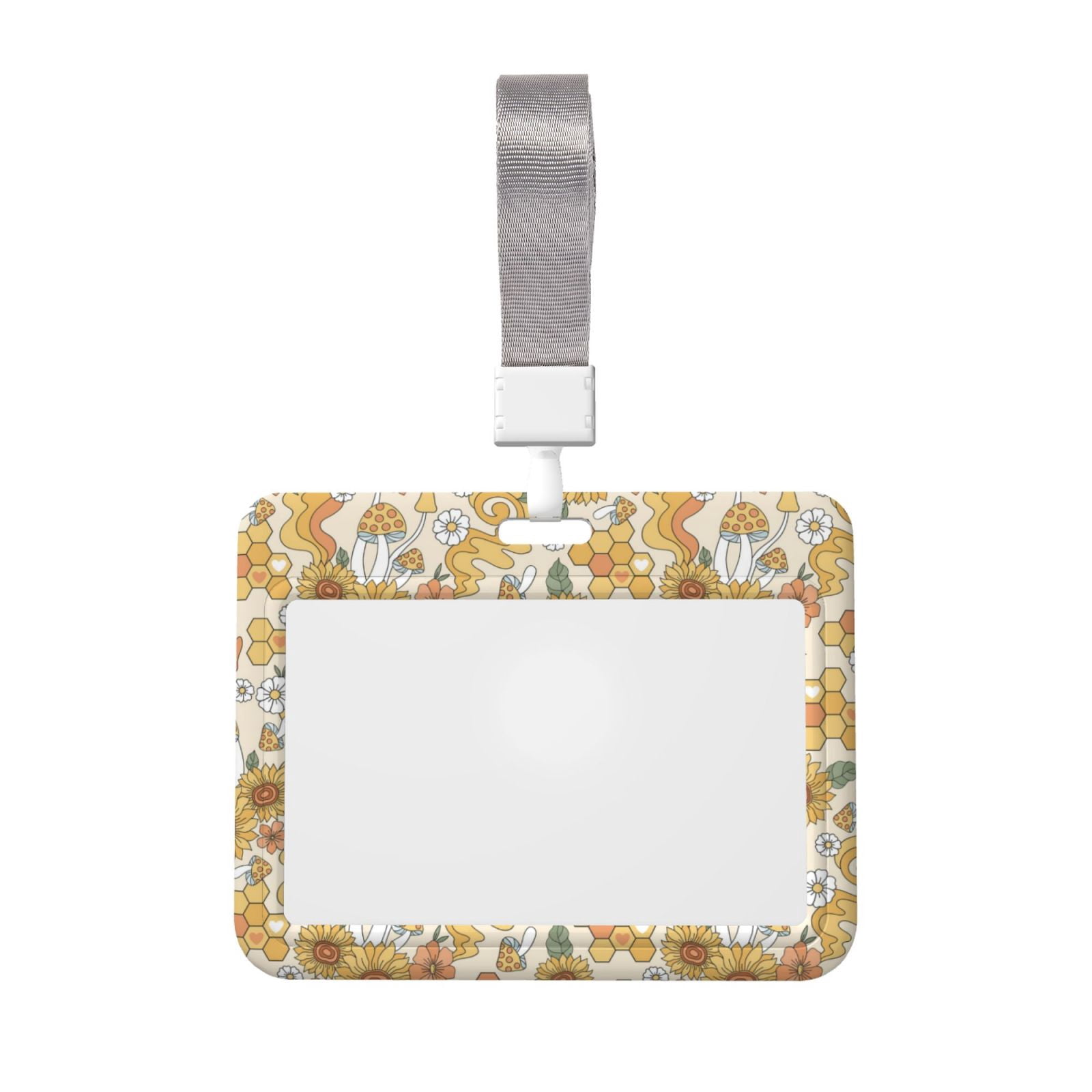 Cauagu Retro 70s 60s Flower for ID Badge Holder,Badge Holder with ...
