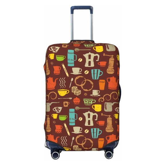 Cauagu Retro Coffee Print Travel Luggage Cover,Travel Dust-proof Suitcase Cover Softside Suitcase Protector for 18-32inch,Not Included Suitcase