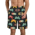 thumbnail image 1 of Cauagu Retro Video Game Print Men's Swim Trunks,Hawaiian Bathing Suit Swimsuits Beach Shorts with Pockets for Men Quick Dry Swimming Board Shorts-Medium, 1 of 6