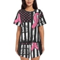 thumbnail image 1 of Cauagu Ribbon Breast Cancer Awareness for Women's Round Neck Pajama Set,Short-Sleeved Pajamas Soft Sleepwear Set Summer Pajamas Set Lounge Sets 2-Piece Pj-Large, 1 of 6