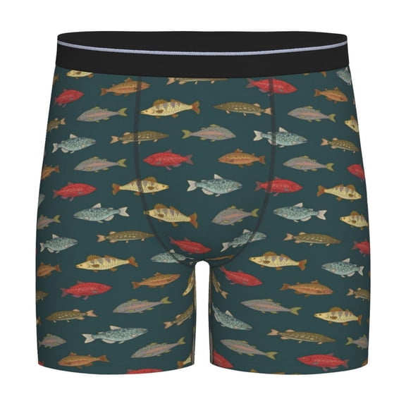 Cauagu River Freshwater Fish Print Men's Boxer Briefs, Funny & Cute Underwear Elastic Waistband Briefs Ideal Gift for Men,1-Pack