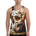 thumbnail image 1 of Cauagu Rose Floral Skull Print Men's Sleeveless Muscle Shirts,Tank Tops Quick Dry Workout Tank Top Gym Muscle Tee Fitness Bodybuilding T Shirt for Men-X-Large, 1 of 7