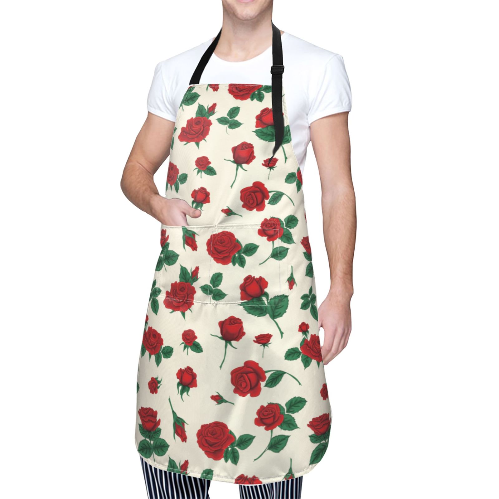 Cauagu Rose Flowers Aprons with Pockets,Waterproof Apron for Women ...