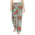 thumbnail image 1 of Cauagu Rose Flowers Pajama Pants for Women Loose Fit Wide Leg Trouser Pants Casual Elastic Waist Drawstring Lounge Pants, 1 of 6