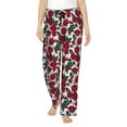 thumbnail image 1 of Cauagu Rose Flowers Pajama Pants for Women Loose Fit Wide Leg Trouser Pants Casual Elastic Waist Drawstring Lounge Pants, 1 of 6