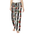 thumbnail image 1 of Cauagu Rose Flowers Pajama Pants for Women Loose Fit Wide Leg Trouser Pants Casual Elastic Waist Drawstring Lounge Pants, 1 of 6