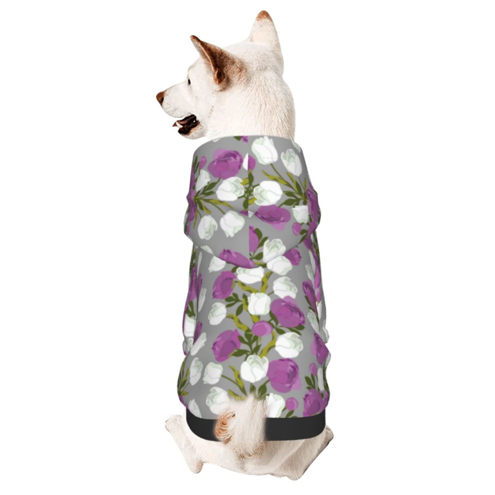 Berry Flowers White Pet Dog Hoodie