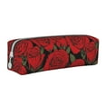 thumbnail image 1 of Cauagu Rose Flowers Print Leather Pencil Pen Case - Stationery Bag Portable Stationery Bag Big Capacity Pencil Pouch Cosmetic Organizer Bag for Men & Women, 1 of 7