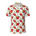 Cauagu Rose Flowers Print Men's Polo Shirts, ShortSleeve Polo Shirts