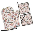 thumbnail image 1 of Cauagu Rose Flowers Print Oven Mitts and Pot Holders 4 pcs Set,Extra Thicken Long Kitchen Oven Glove Potholders BBQ Gloves-Oven Mitts and Pot Holders(11 Inch), 1 of 6