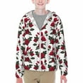 thumbnail image 1 of Cauagu Rose Flowers Print Sun Protection Jacket for Teen,Full-Zipper Long Sleeve Sun Shirts with Pockets UV Hoodie Shirts Outdoor Athletic Jacket-Large, 1 of 7