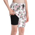 thumbnail image 1 of Cauagu Rose Flowers Print Swim Trunks for Men,Youth Boys Swim Shorts Compression Liner Beach Shorts Boys' Swimming Shorts 7-20 Years Bathing Suit-Large, 1 of 7