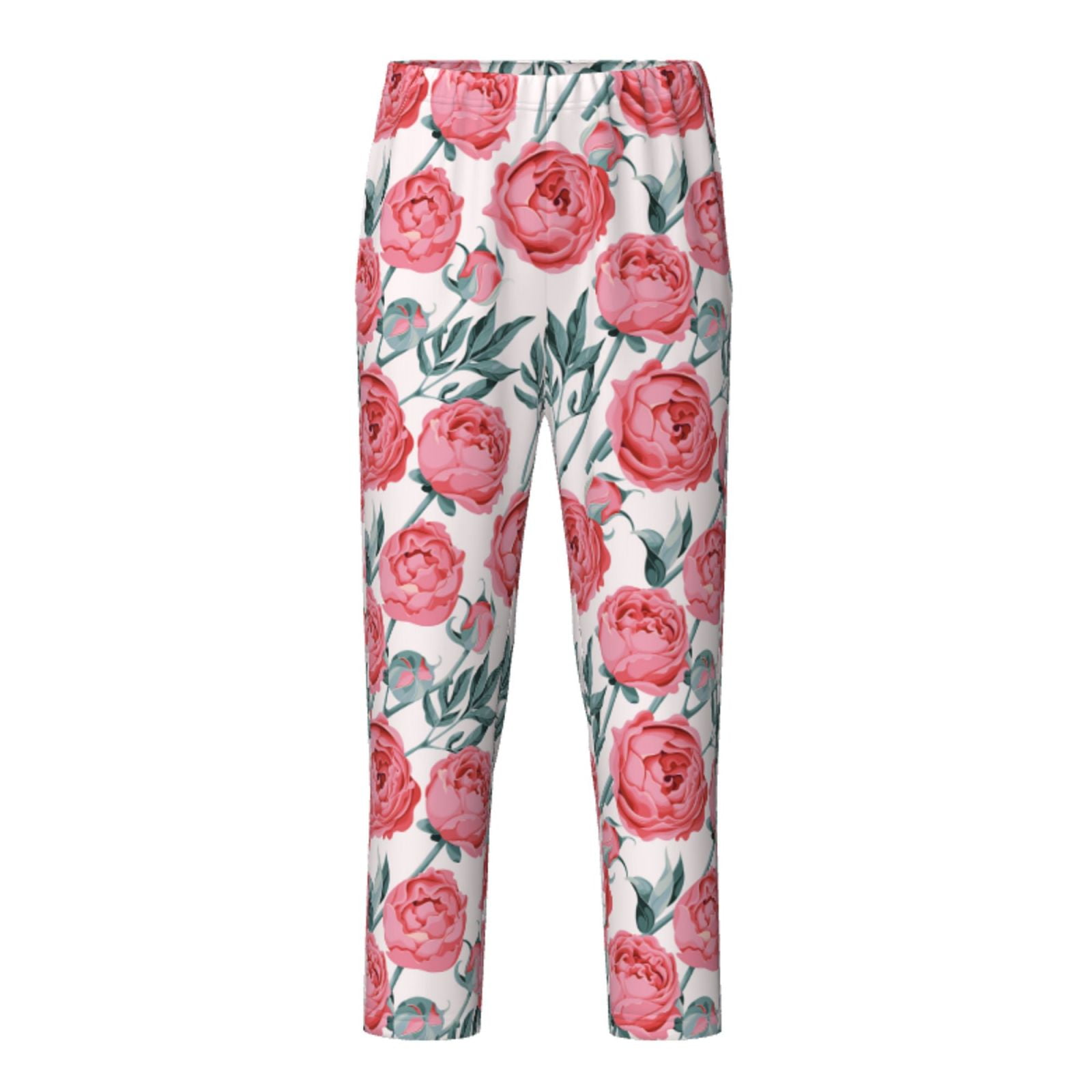 Cauagu Rose Flowers For Cute Pajamas Pants Elastic Waist Pajama Bottoms For Babes Girls PJ