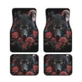 thumbnail image 1 of Cauagu Rose Full Moon Black Wolf Pattern Car Floor Mat Set of 4,Car Carpet Mats Car Mats with Anti-Slip Backing & Driver Heel Pad Universal Fit for Cars/Trucks/SUV/Vans, 1 of 6