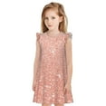Cauagu Rose Gold Glitter Girls Nightgowns Sleepwear Short Sleeve Pajama