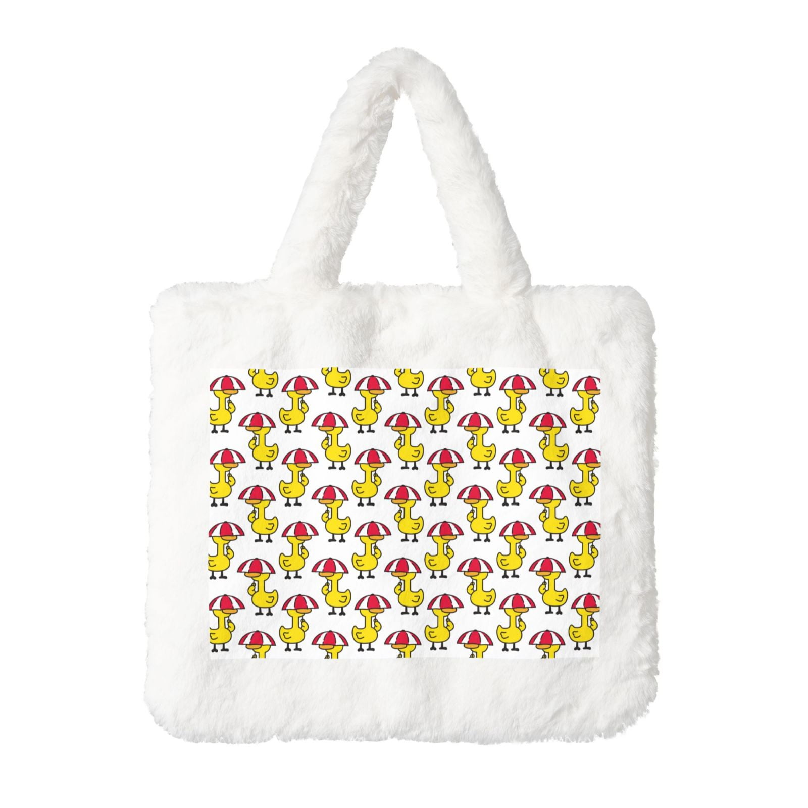 Cauagu Rubber Duck Chicken Bird Pattern Women's Plush Tote Bag,Soft
