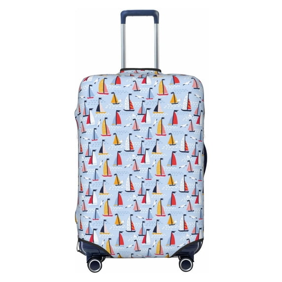 Cauagu Sailboats And Seagulls Print Travel Luggage Cover,Travel Dust-proof Suitcase Cover Softside Suitcase Protector for 18-32inch,Not Included Suitcase