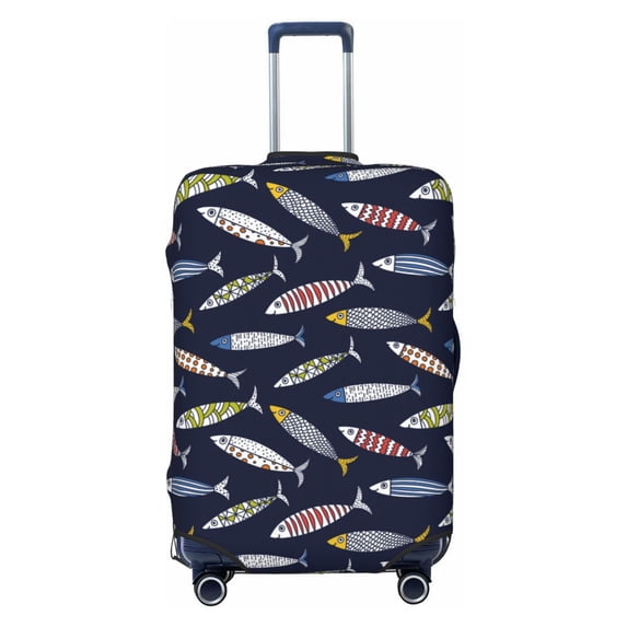 Cauagu Sardine Print Travel Luggage Cover,Travel Dust-proof Suitcase Cover Softside Suitcase Protector for 18-32inch,Not Included Suitcase