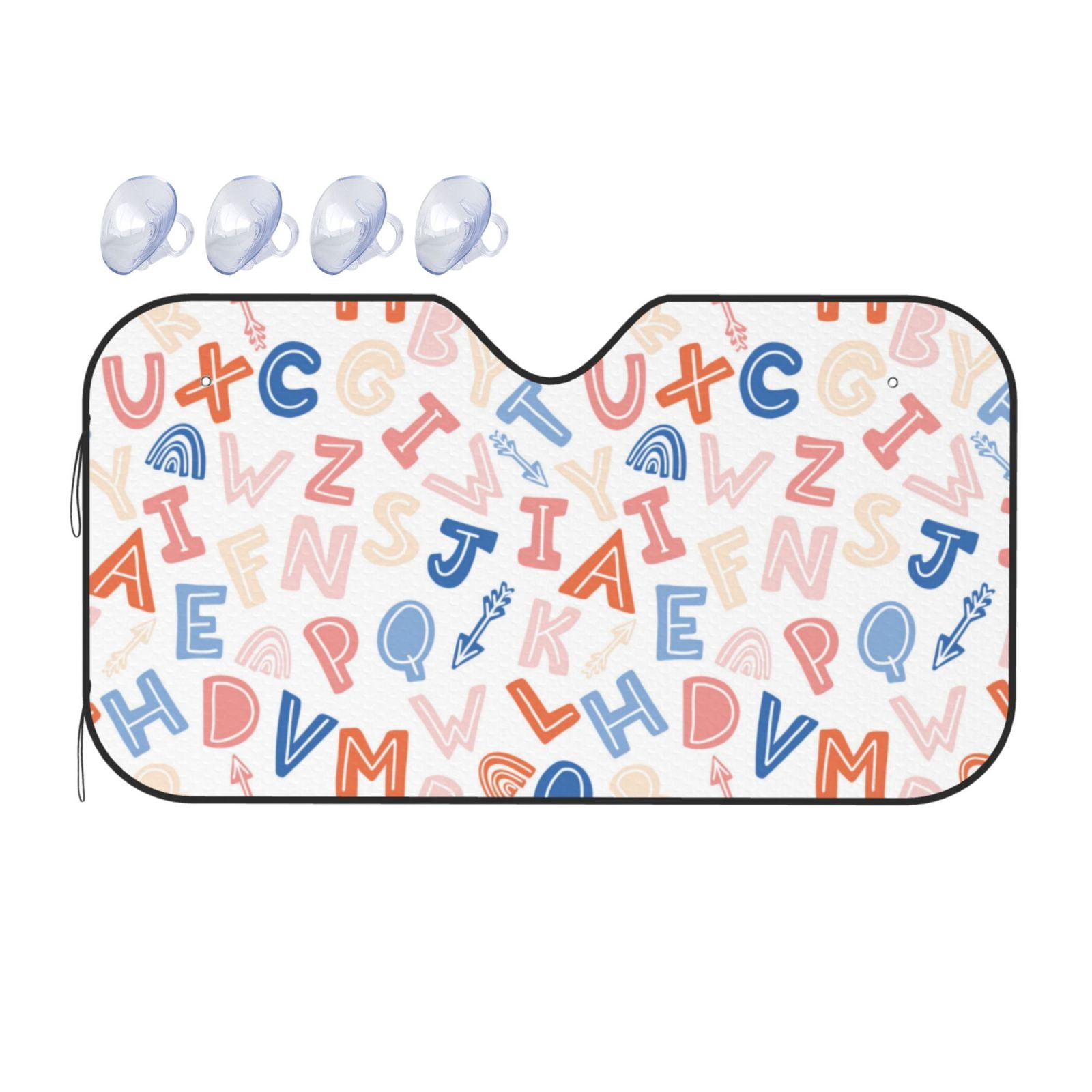 Cauagu Scandinavian Alphabet Print Car Windshield Sunshade 1 Piece