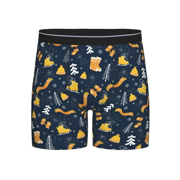 Cauagu Scarf Ski Shoes sock Print Men's Boxer Briefs, Funny & Cute Underwear Elastic Waistband Briefs Ideal Gift for Men,1-Pack