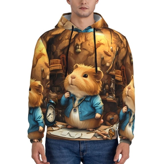 Cauagu Scientist Guinea Pig for Men's Pullover Hooded Sweatshirt Athletic Casual Hoodie Aautumn Hoodie Sweatshirt for Men Pullover Casual Hooded Sweatshirt-Large