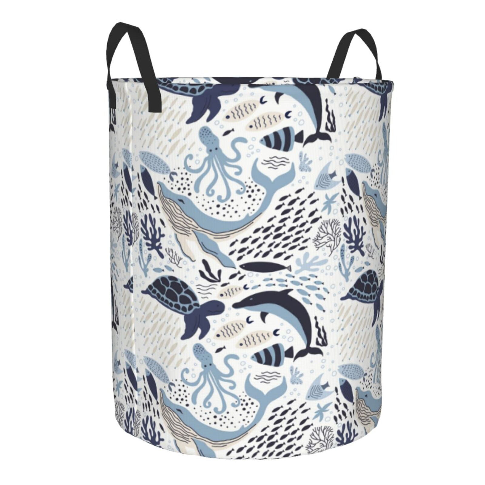 Cauagu Sea Life Elements for Laundry Basket,Collapsible Organizer
