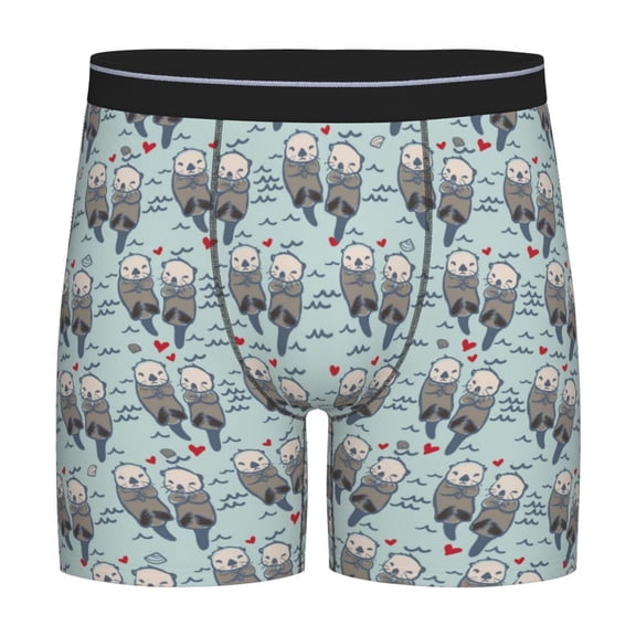 Cauagu Sea Otter Print Men's Boxer Briefs, Funny & Cute Underwear Elastic Waistband Briefs Ideal Gift for Men,1-Pack