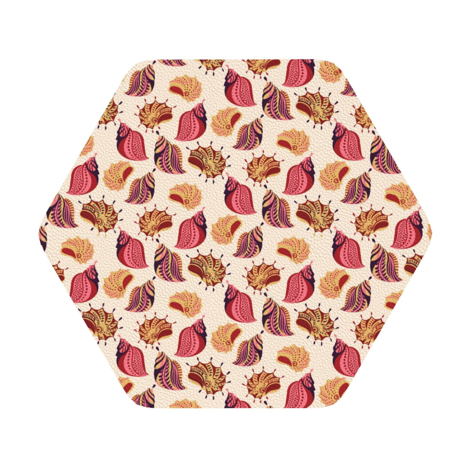 Cauagu Sea Shells for Round Coaster,Drink Coasters Set of 4 Leather Bar