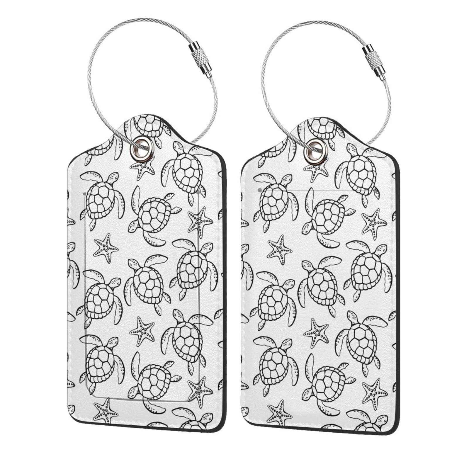 Cauagu Sea Turtle Pattern Luggage Tags,Leather Luggage Tags ...