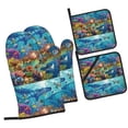 thumbnail image 1 of Cauagu Sea World Print Oven Mitts and Pot Holders 4 pcs Set,Extra Thicken Long Kitchen Oven Glove Potholders BBQ Gloves-Oven Mitts and Pot Holders(11 Inch), 1 of 6