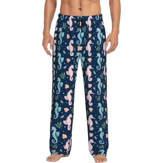 Cauagu Seahorses And Plants Mens Pajama Pants Sleep & Lounge Pants,PJ Bottoms with Pockets-Large