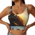 thumbnail image 1 of Cauagu Seaside Sunset Cool Dragon Pattern Sports Bras for Women,Round Neck Sports Bra Workout Crop Tank Tops Padded with Built in Shelf-Small, 1 of 8