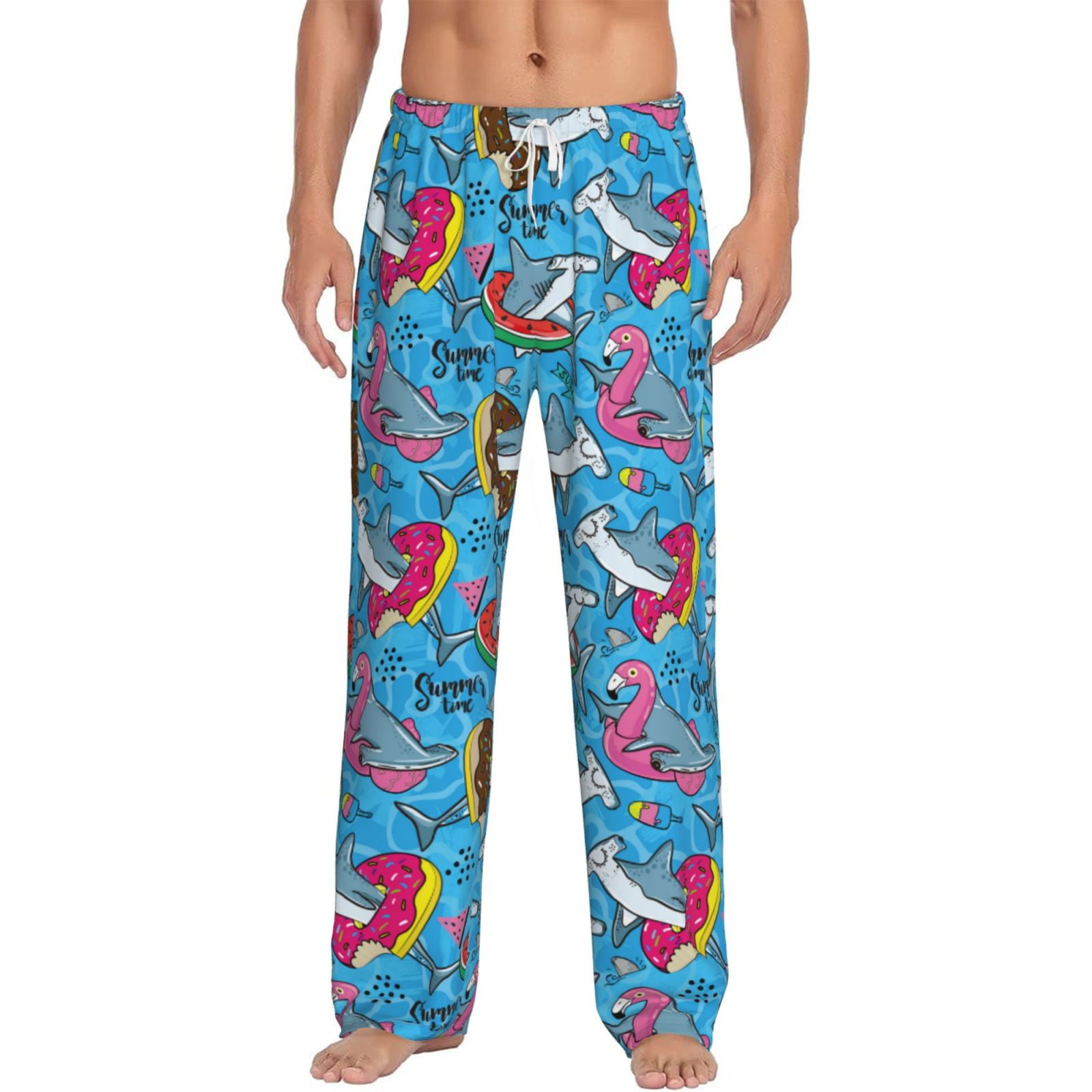 Cauagu Sharks Summer Mens Pajama Pants Sleep & Lounge Pants,PJ Bottoms