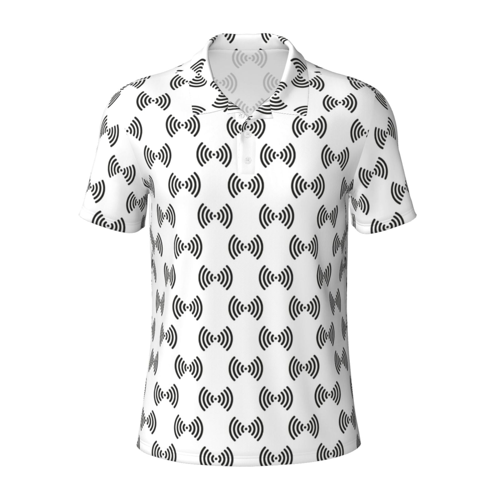 Cauagu Signal Icon Print Men's Polo Shirts, ShortSleeve Polo Shirts