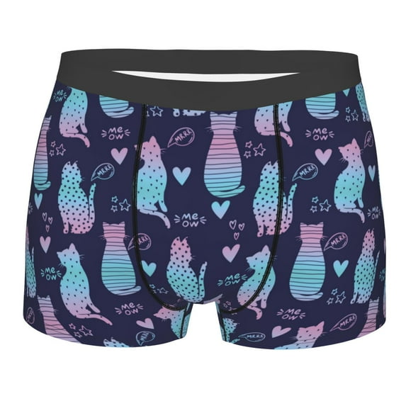 Cauagu Silhouette Cats Print Boxer Briefs for Men,Comfortable Breathable Men's Underwear Moisture Wicking Underpants -Large
