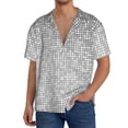 thumbnail image 1 of Cauagu Silver Mosaic Men's Short Sleeve Button Down Hawaiian Shirt for Men Bowling Shirts Casual Summer Beach Shirt,Medium, 1 of 6