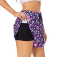 thumbnail image 1 of Cauagu Skull Blue Flower Print Women's 2 in 1 Running Shorts Athletic Workout Gym Yoga Shorts Running Shorts for Women-, 1 of 7