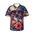 thumbnail image 1 of Cauagu Skull With Roses And Sunglasses Print Hawaiian Shirt for Men,Casual Short Sleeve Button Down Shirts Summer Beach Men's Regular-Fit Short-Sleeve Print Shirt -XX-Large, 1 of 6