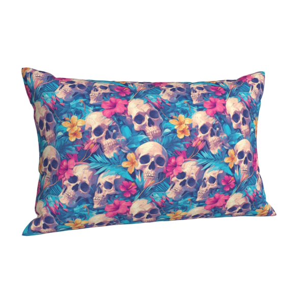 Cauagu Skull blue leaf Print Pillow Covers with Envelope Closure,1PC Pillow Cases Decorative Pillow Case for Bed & Couch, Pillows Not Included-14"x20"