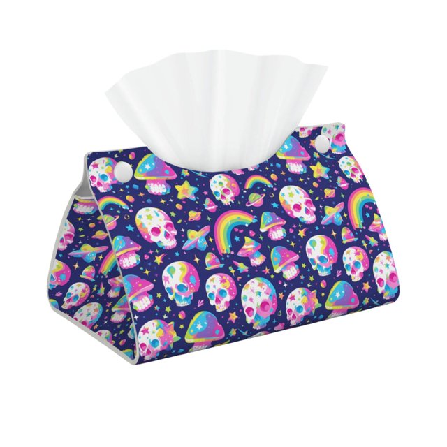 Cauagu Skull mushroom rainbow space for Large Tissue Box Cover