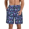 thumbnail image 1 of Cauagu Skull purple flower Print Men's Swim Trunks,Hawaiian Bathing Suit Swimsuits Beach Shorts with Pockets for Men Quick Dry Swimming Board Shorts-XX-Large, 1 of 6