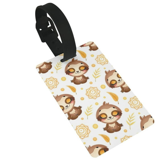 Cauagu Sloth Yoga Print PVC Luggage Tag, Suitcase Label with Name ID Card Baggage Handbag Travel Suitcase Tags Perfect to Quickly Spot Luggage Suitcase