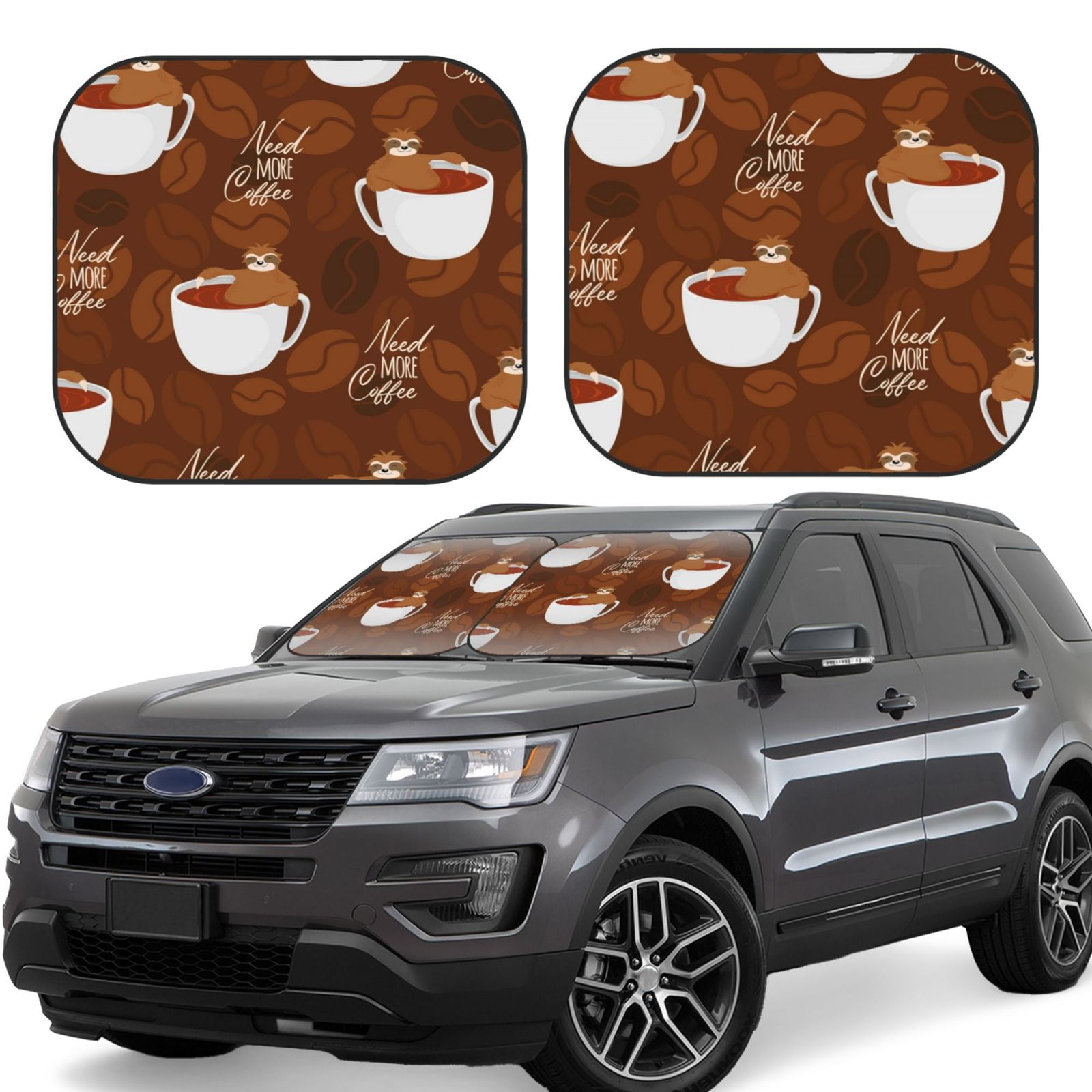 Coffee Print Pattern Car Sun Shade