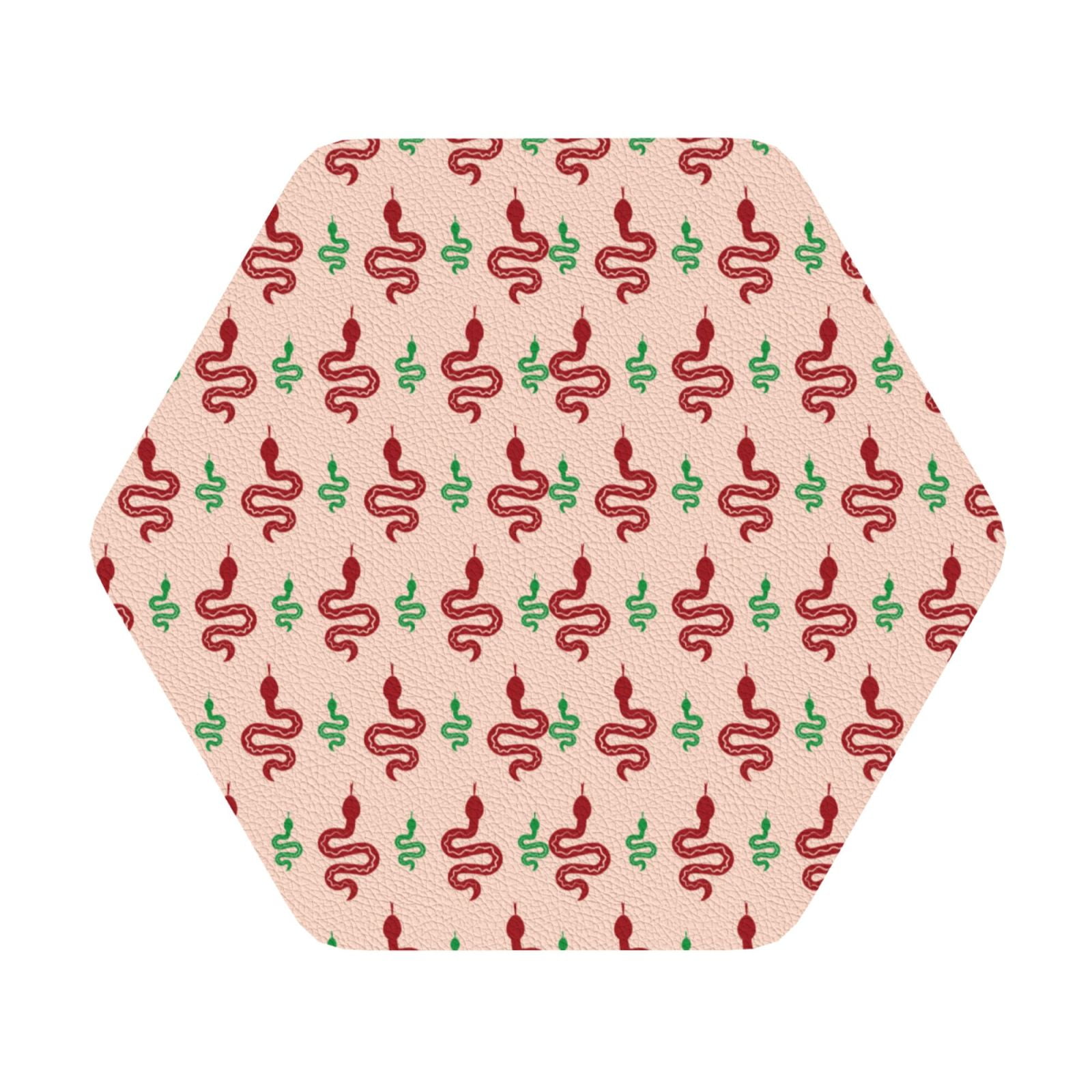 Cauagu Snake for Round Coaster,Drink Coasters Set of 4 Leather Bar Beer