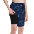 thumbnail image 1 of Cauagu Snowflake Dark Blue Print Swim Trunks for Men,Youth Boys Swim Shorts Compression Liner Beach Shorts Boys' Swimming Shorts 7-20 Years Bathing Suit-X-Large, 1 of 7