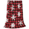 thumbnail image 1 of Cauagu Snowflakes On A Buffalo Plaid Christmas Pattern Flannel Bed Blankets,Fleece Blanket Comfortable Air Conditioning Blanket for Sofa Bed Travel Couch & Living Room -50"x40", 1 of 8