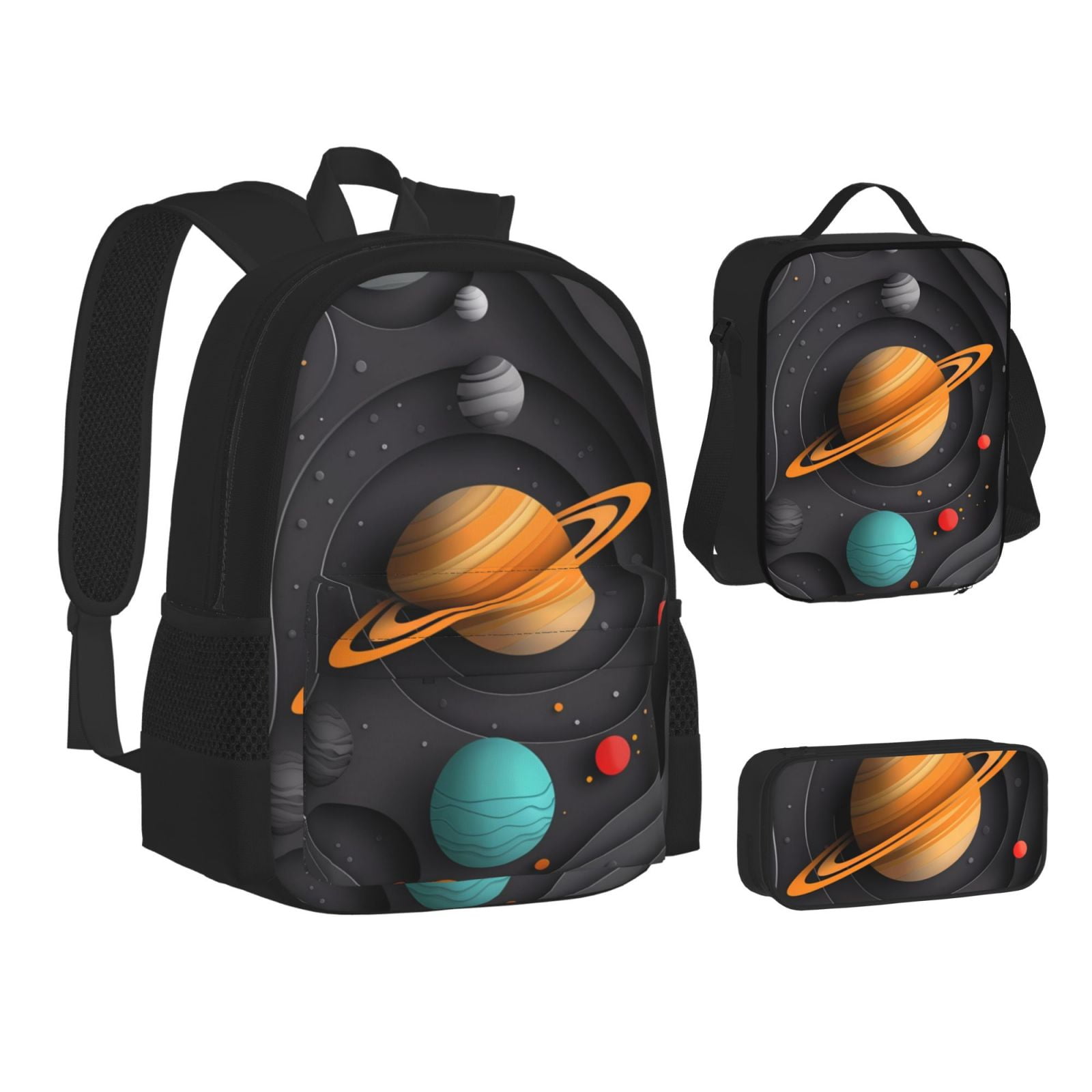 Cauagu Solar System Paper Art for Teen Casual Laptop Backpack, Lunch