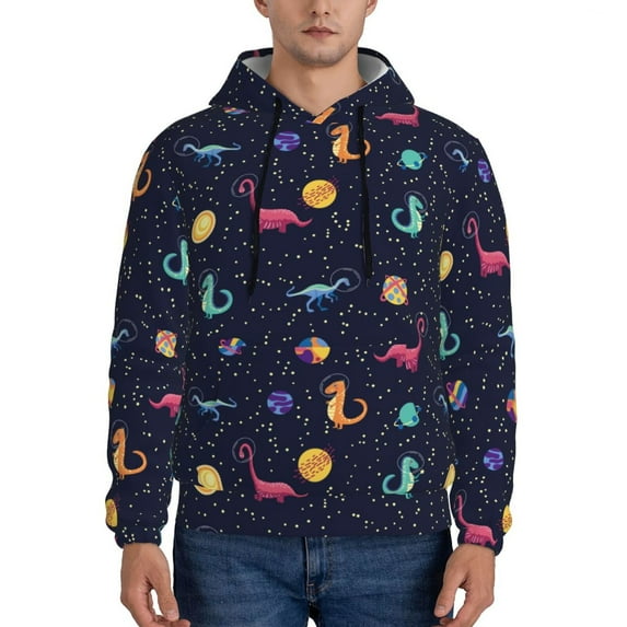 Cauagu Space Dinosaur for Men's Pullover Hooded Sweatshirt Athletic Casual Hoodie Aautumn Hoodie Sweatshirt for Men Pullover Casual Hooded Sweatshirt-XX-Large