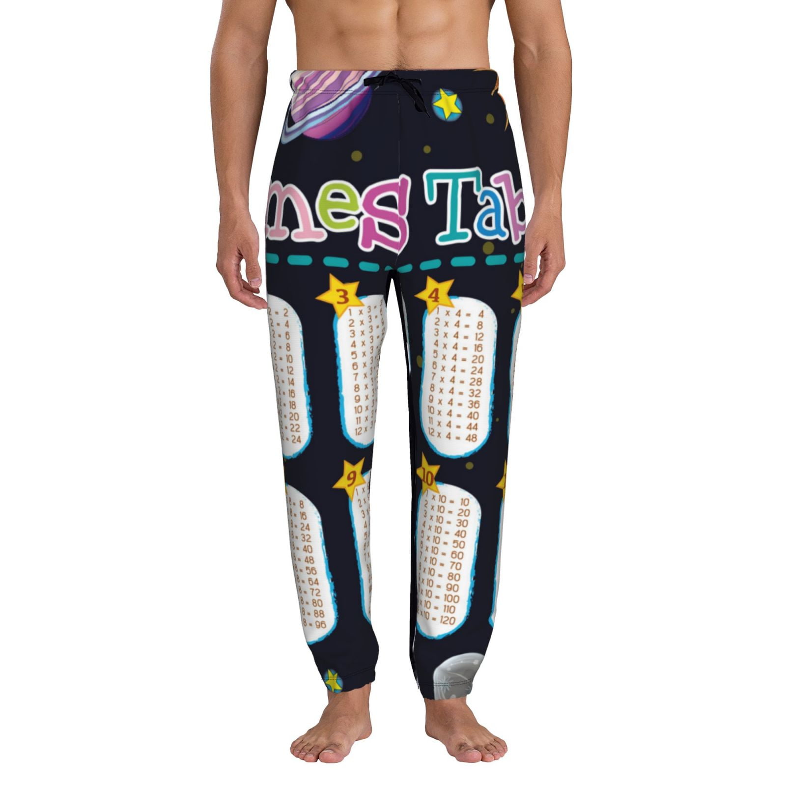 Cauagu Space Math Times Tables Print Sweatpants for Men,Active Athletic